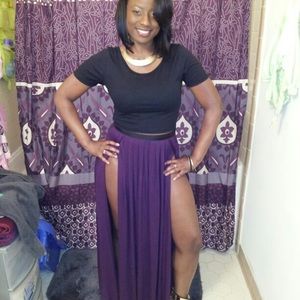 Purple double split maxi skirt